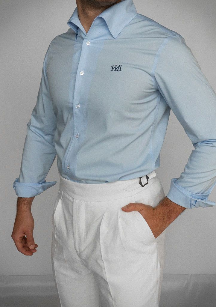 CAMISA POPELIN CELESTE