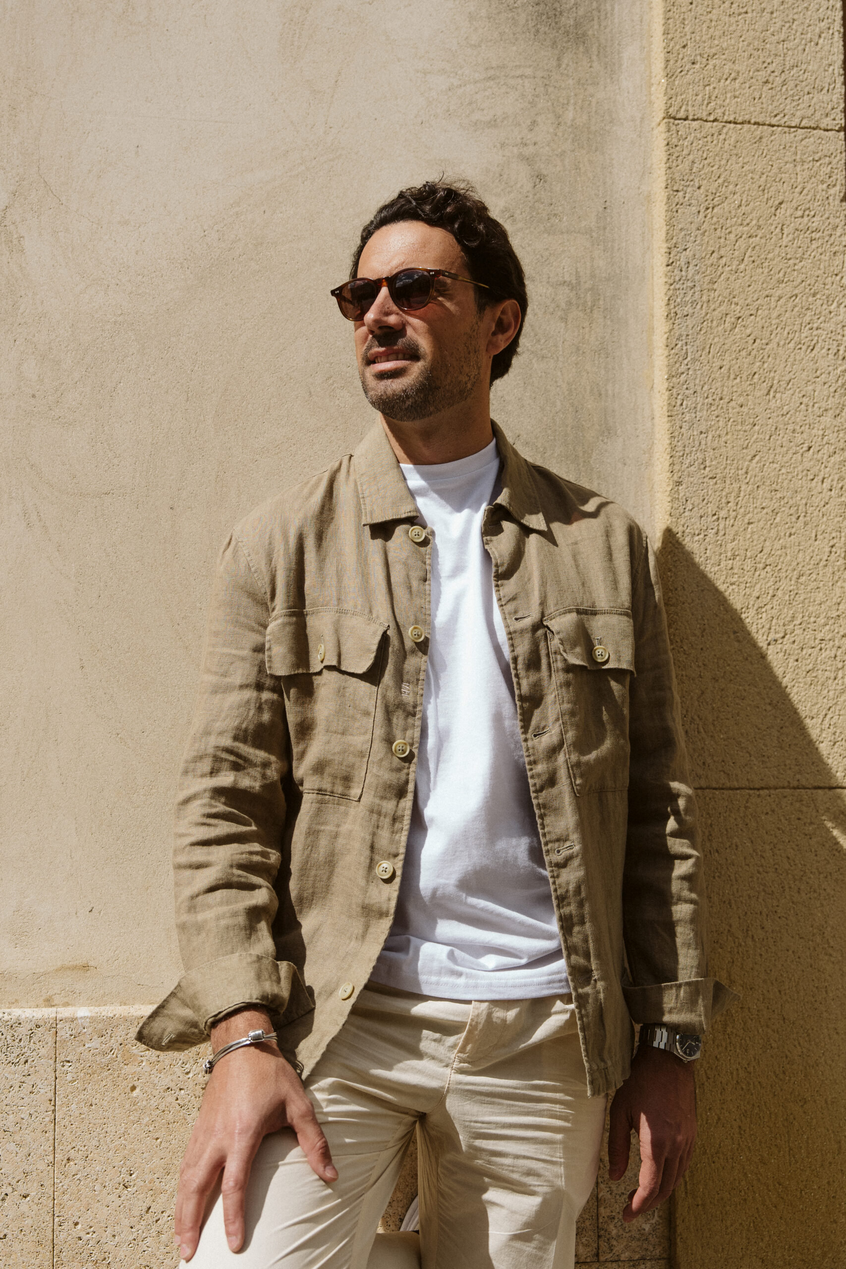 Sobrecamisa cabo 100% lino kaki
