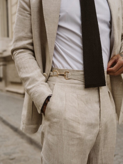 Pantalón 100% lino beige