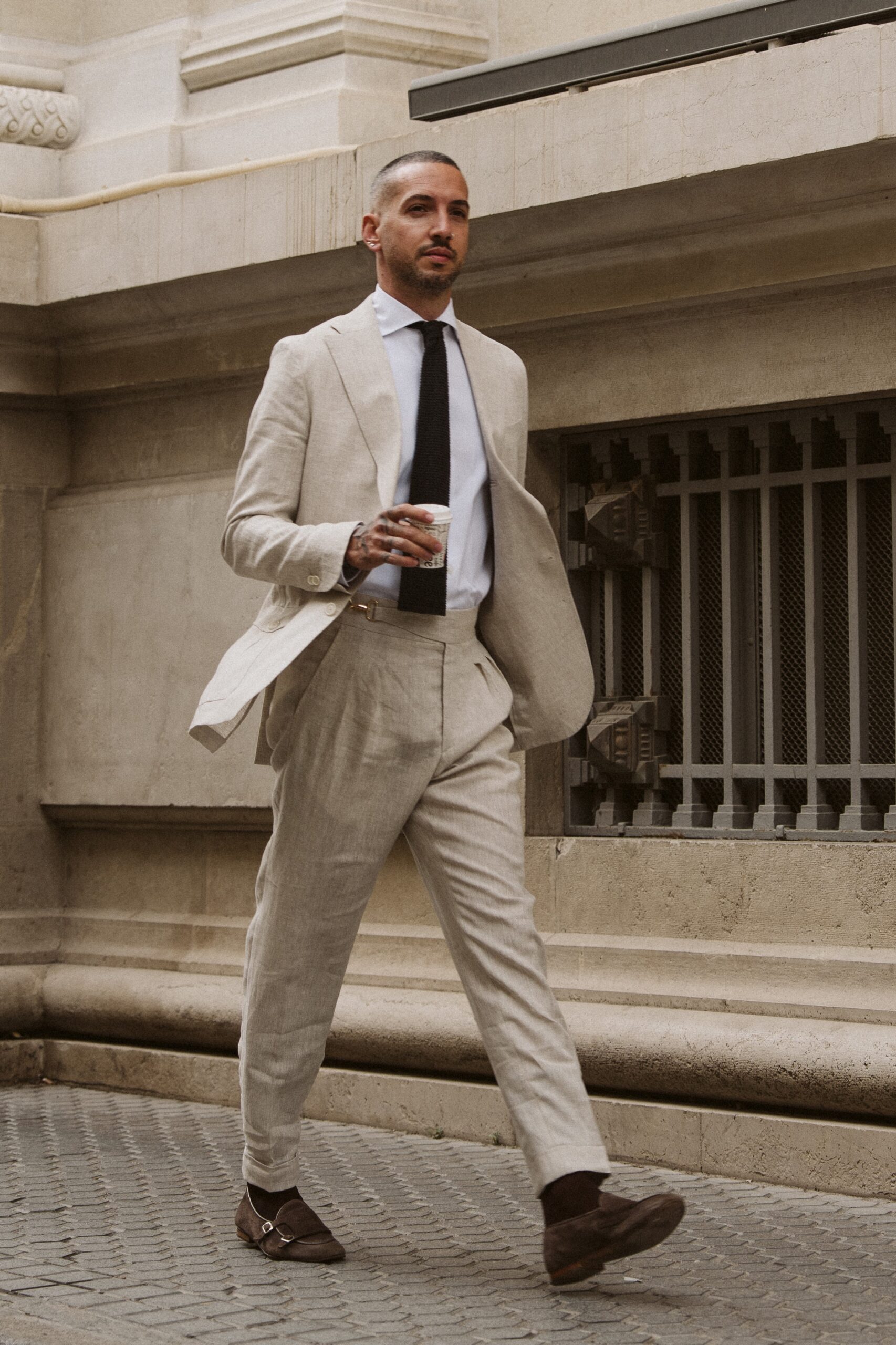 Traje 100% lino beige - Imagen 2