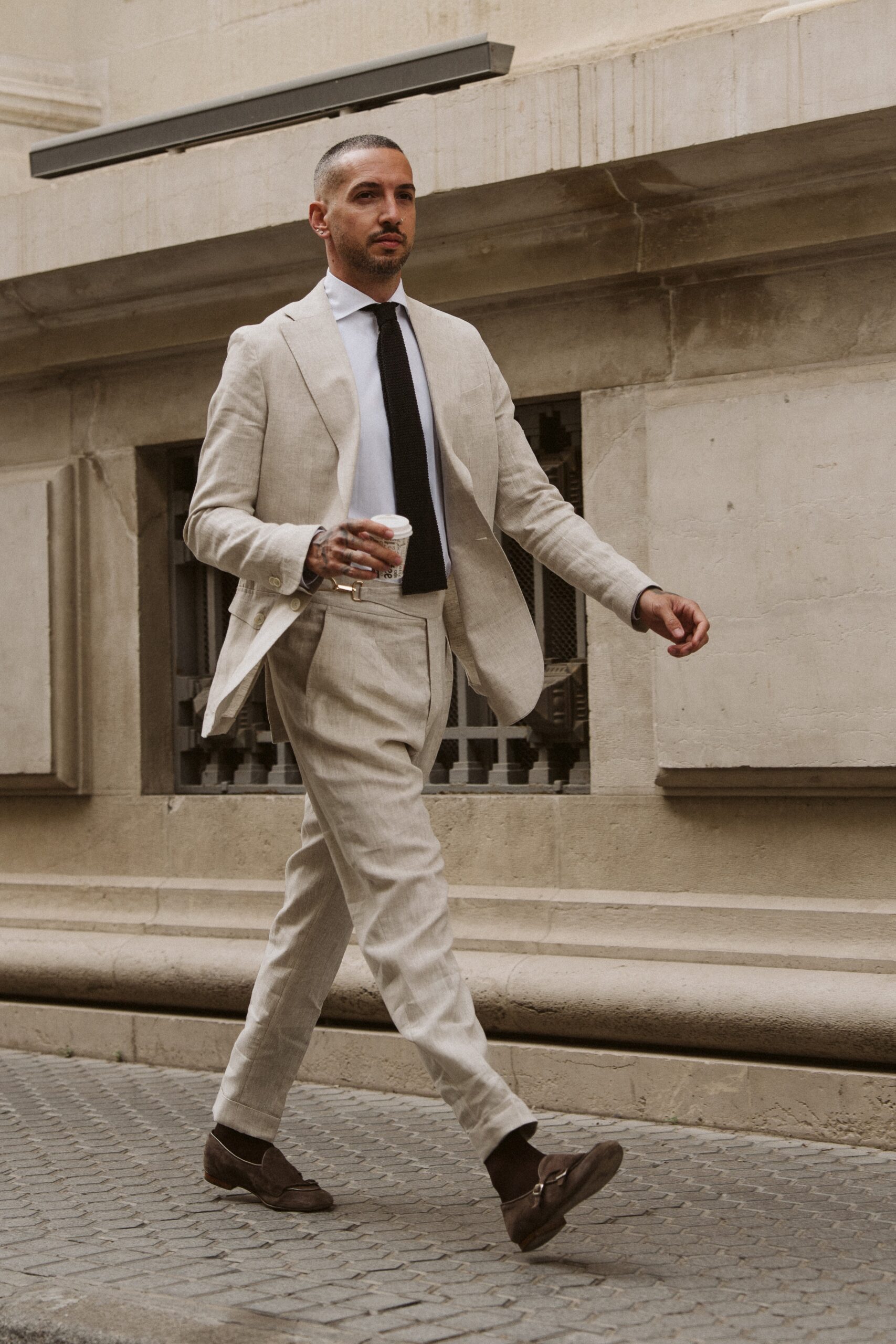 Traje 100% lino beige - Imagen 3