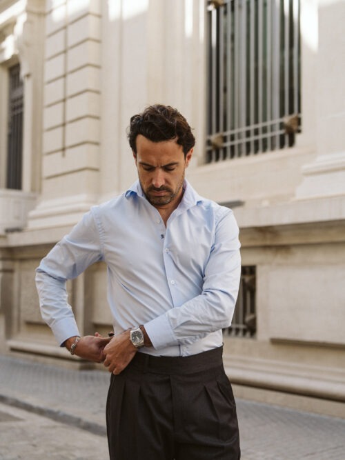 Camisa easy-iron popelín celeste