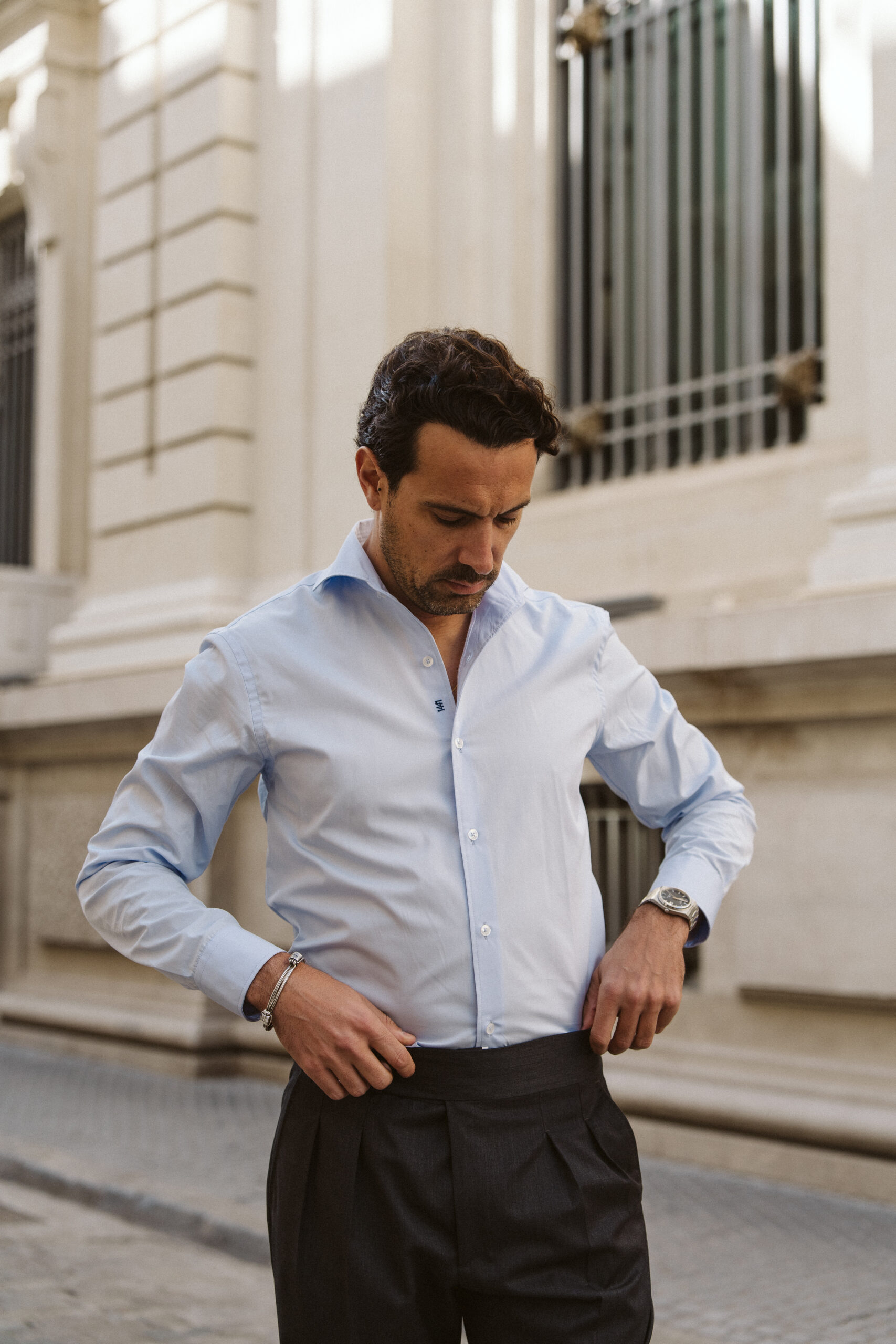 Camisa easy-iron popelín celeste - Imagen 3
