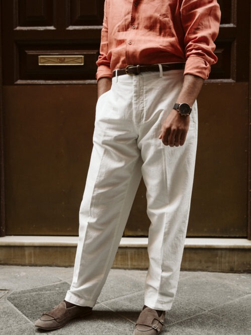Pantalón 100% lino blanco
