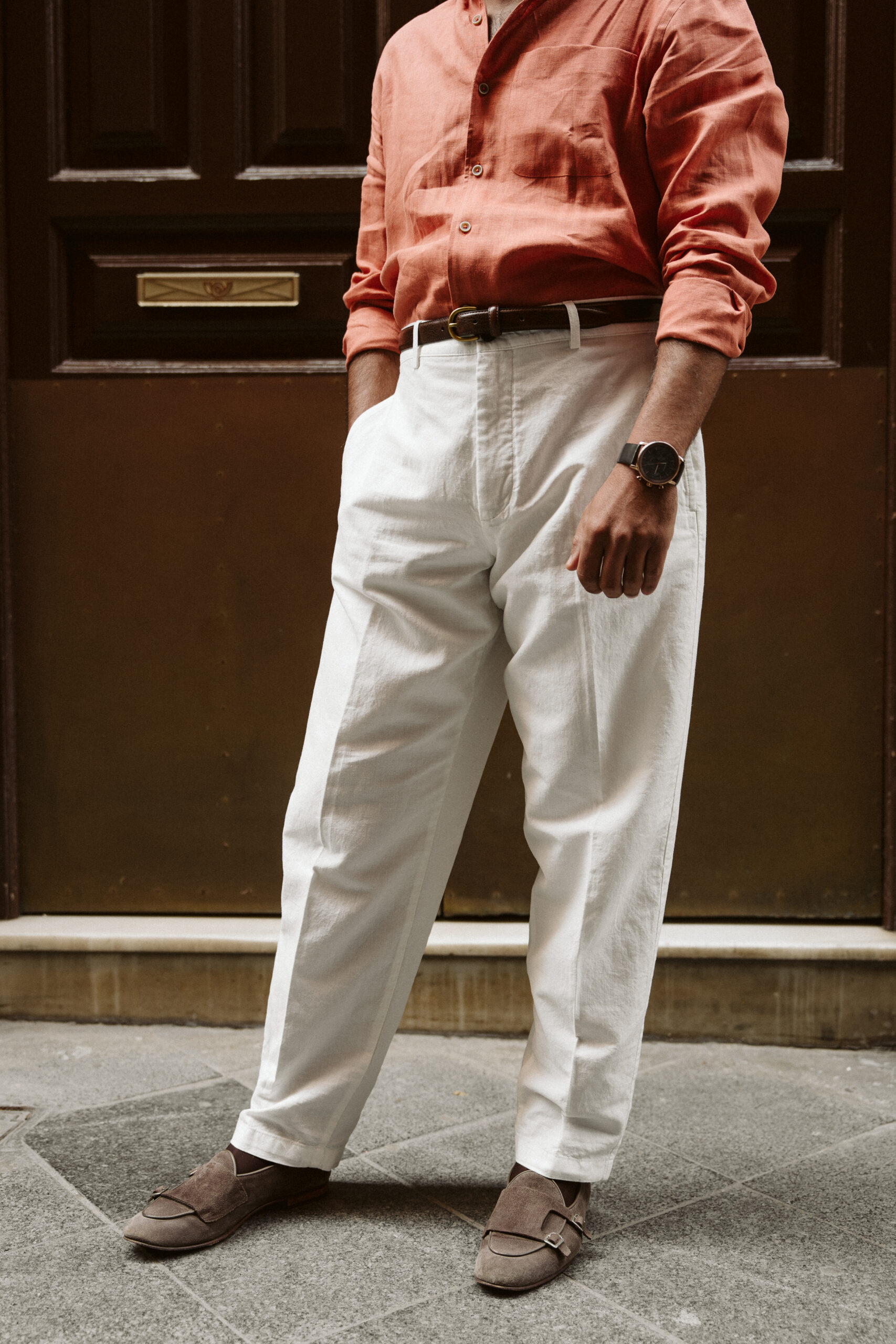 Pantalón 100% lino blanco